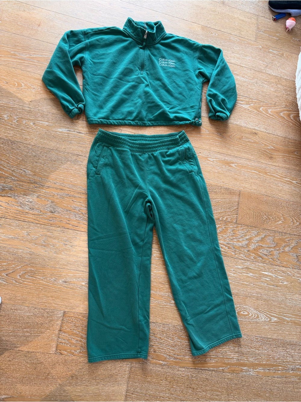 Calvin Klein Teal Green Fleece Sweatshirt and Joggers